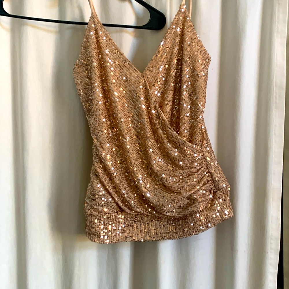 Sequence gold crossbody top